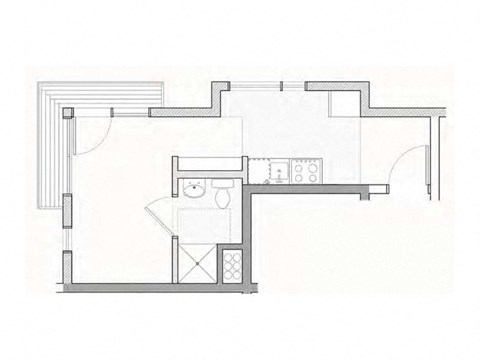 Floor plan for studio, 1 bath, 274 sqft